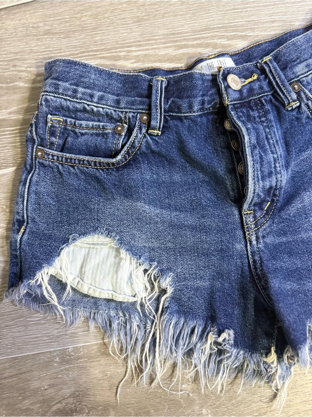 We The Free Free People Frayed Hem Distressed Denim Shorts 24